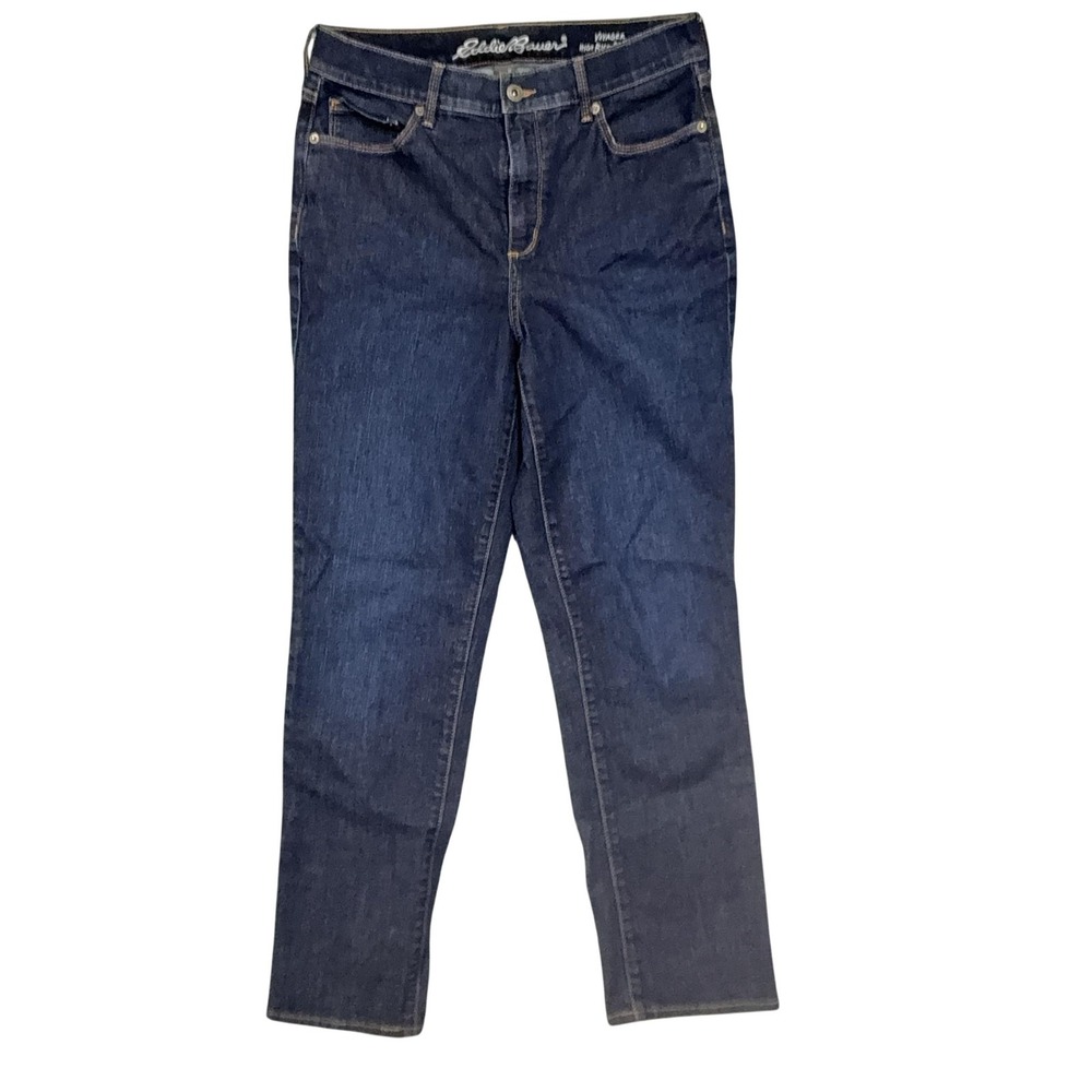 Eddie Bauer Voyager Jeans Womens 10 Blue Dark Wash High Rise Straight Stretch